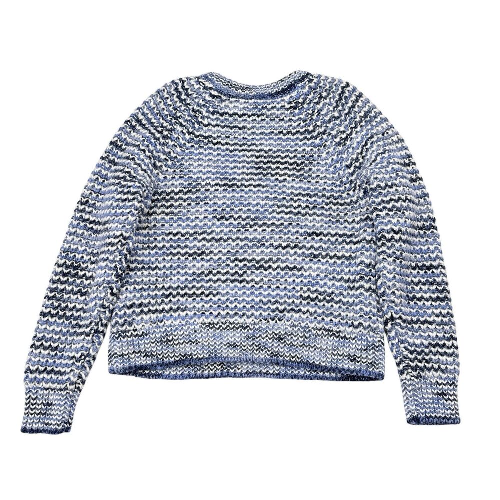 Gap Sweater Women Size Medium Blue Thick Knit Crew Neck Pullover Fisherman Wool - Picture 2 of 10